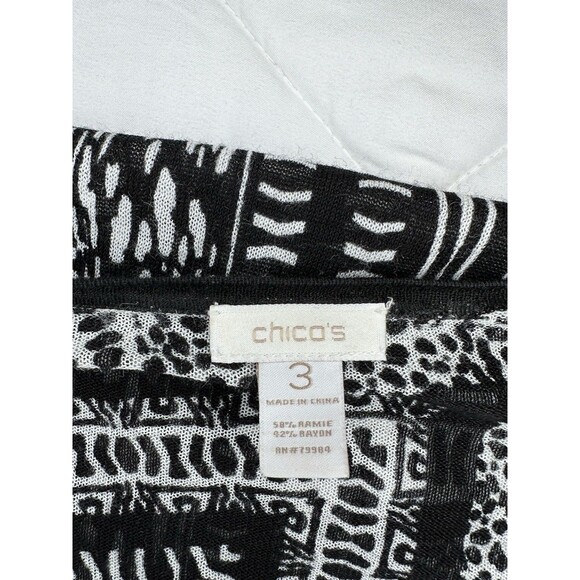 Chicos Lightweight Sweater Cardigan Sz 3 Black And White Animal Print - Picture 7 of 8